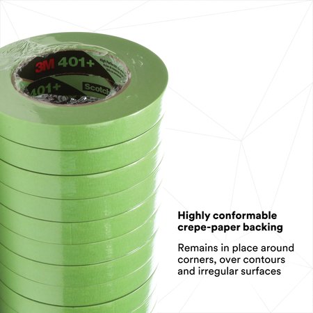 3M 3M™ 401+/233+ Masking Tape, 6.7 Mil, 3/4" x 60 yds., Green, 48/Case T934401